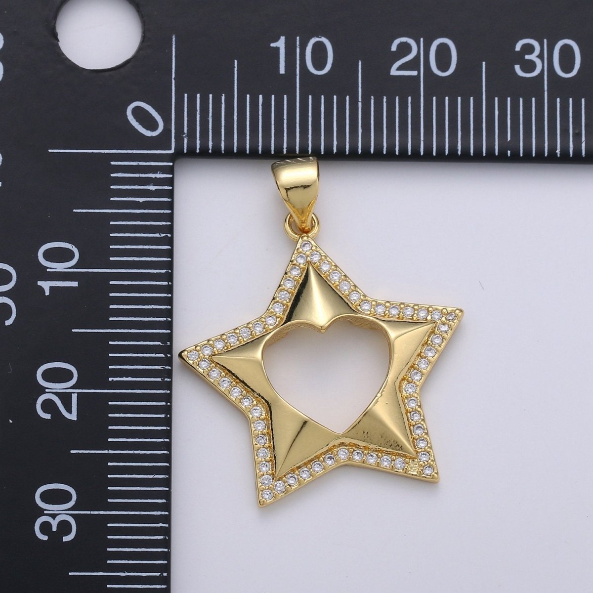 24k Gold plated Micro Pave CZ Star Pendant Charm, Five Star Pendant Charm, Gold plated Celestial Pendant, For DIY Jewelry Making I-727 - DLUXCA
