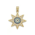24k Gold plated Micro Pave CZ Star Solar Pendant Charm, Micro Pave CZ Star Solar Pendant Charm, For DIY Jewelry I-623 - DLUXCA