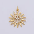 24k Gold plated Micro Pave CZ Sun Burst Pendant Charm, Cubic Sun Micro Pave CZ Pendant Charm Celesial Jewelry For DIY Boho Jewelry D-611 - DLUXCA
