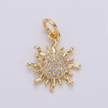 24k Gold plated Micro Pave CZ Sun Burst Pendant Charm, Cubic Sun Micro Pave CZ Pendant Charm, Gold plated Pendant, For DIY Boho Jewelry D-359 - DLUXCA