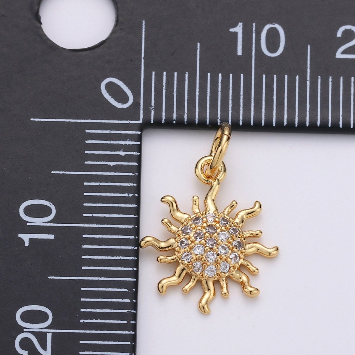 24k Gold plated Micro Pave CZ Sun Burst Pendant Charm, Cubic Sun Micro Pave CZ Pendant Charm, Gold plated Pendant, For DIY Boho Jewelry D-359 - DLUXCA