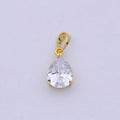 24k Gold plated Micro Pave CZ Tear Drop Pendant Cubic Pear Charm I-892 - DLUXCA