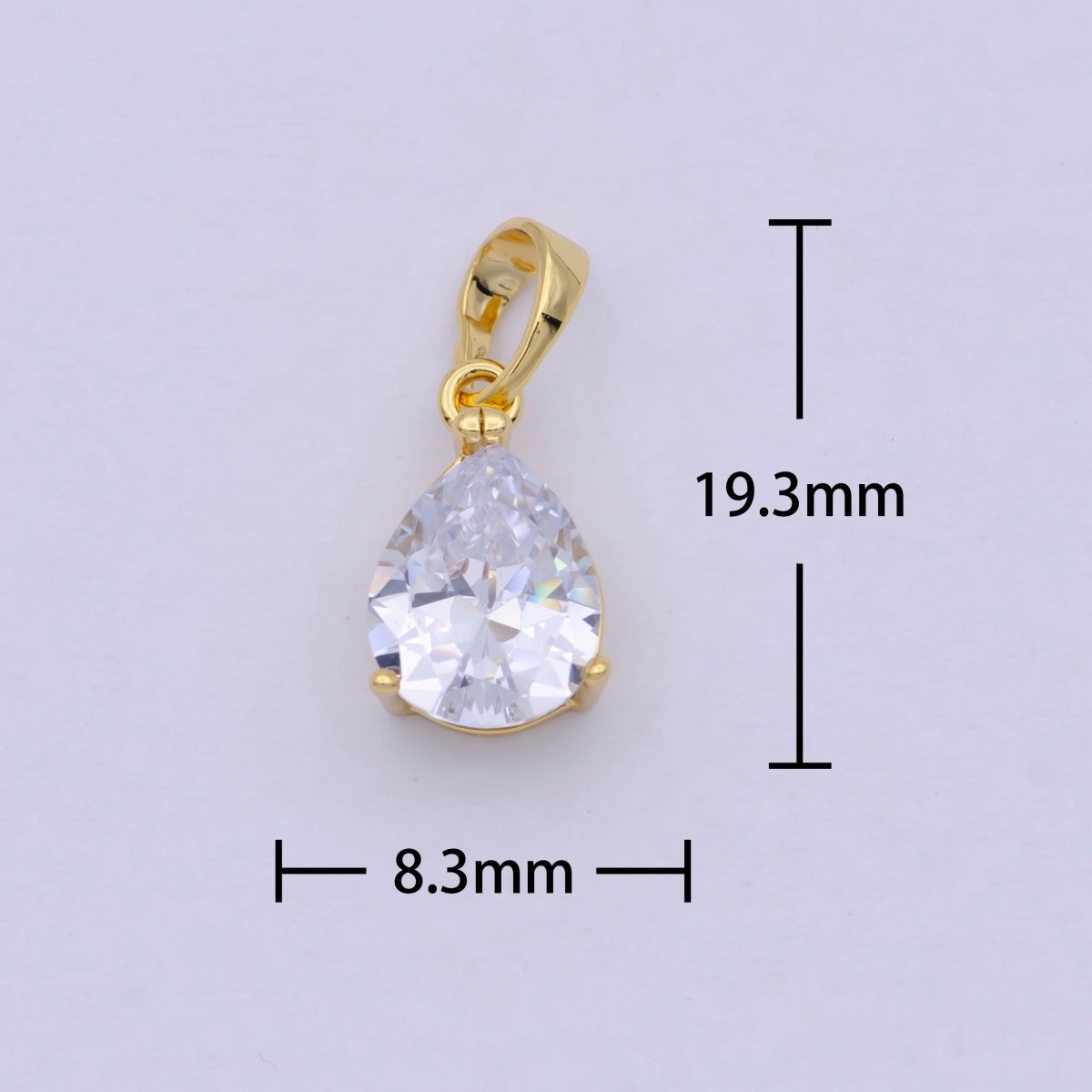 24k Gold plated Micro Pave CZ Tear Drop Pendant Cubic Pear Charm I-892 - DLUXCA