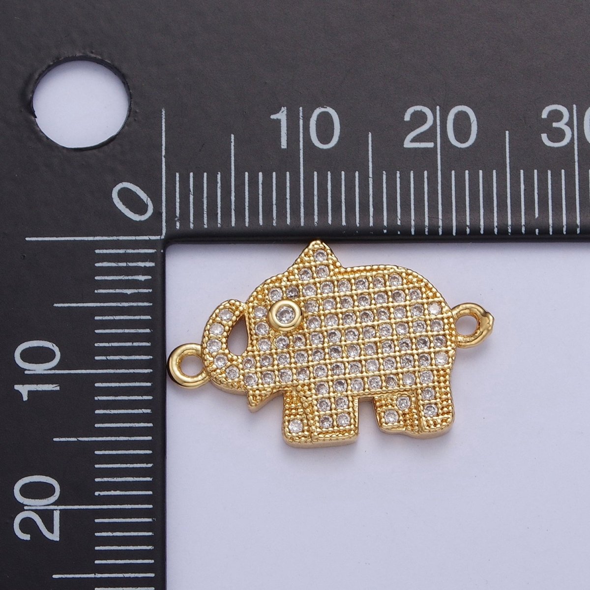24K Gold plated Micro Pave Elephant Forest Wildlife Safari Connector Charm For Jewelry Making F-485 - DLUXCA