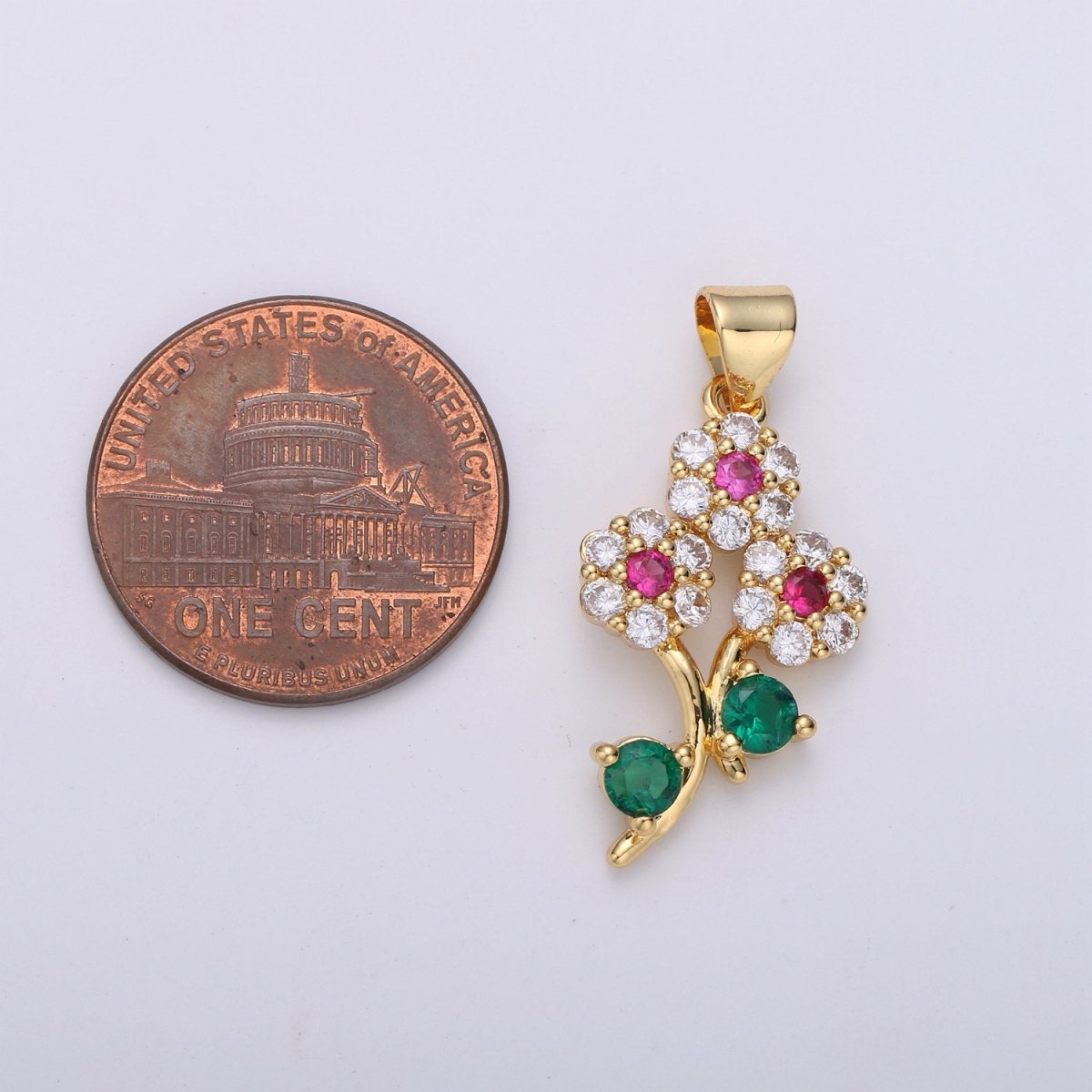 24K Gold plated Micro Pave Flower Charm, Silver Small Cubic Flower Charm Multi Color Pendant for necklace earring bracelet Component I-601 I-602