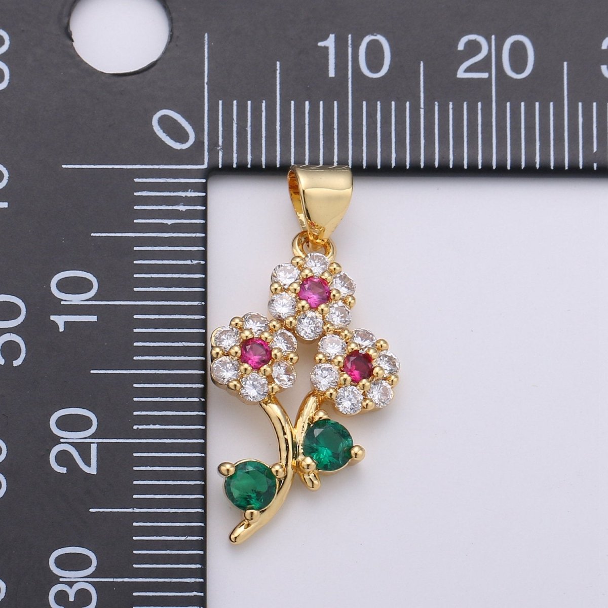 24K Gold plated Micro Pave Flower Charm, Silver Small Cubic Flower Charm Multi Color Pendant for necklace earring bracelet Component I-601 I-602
