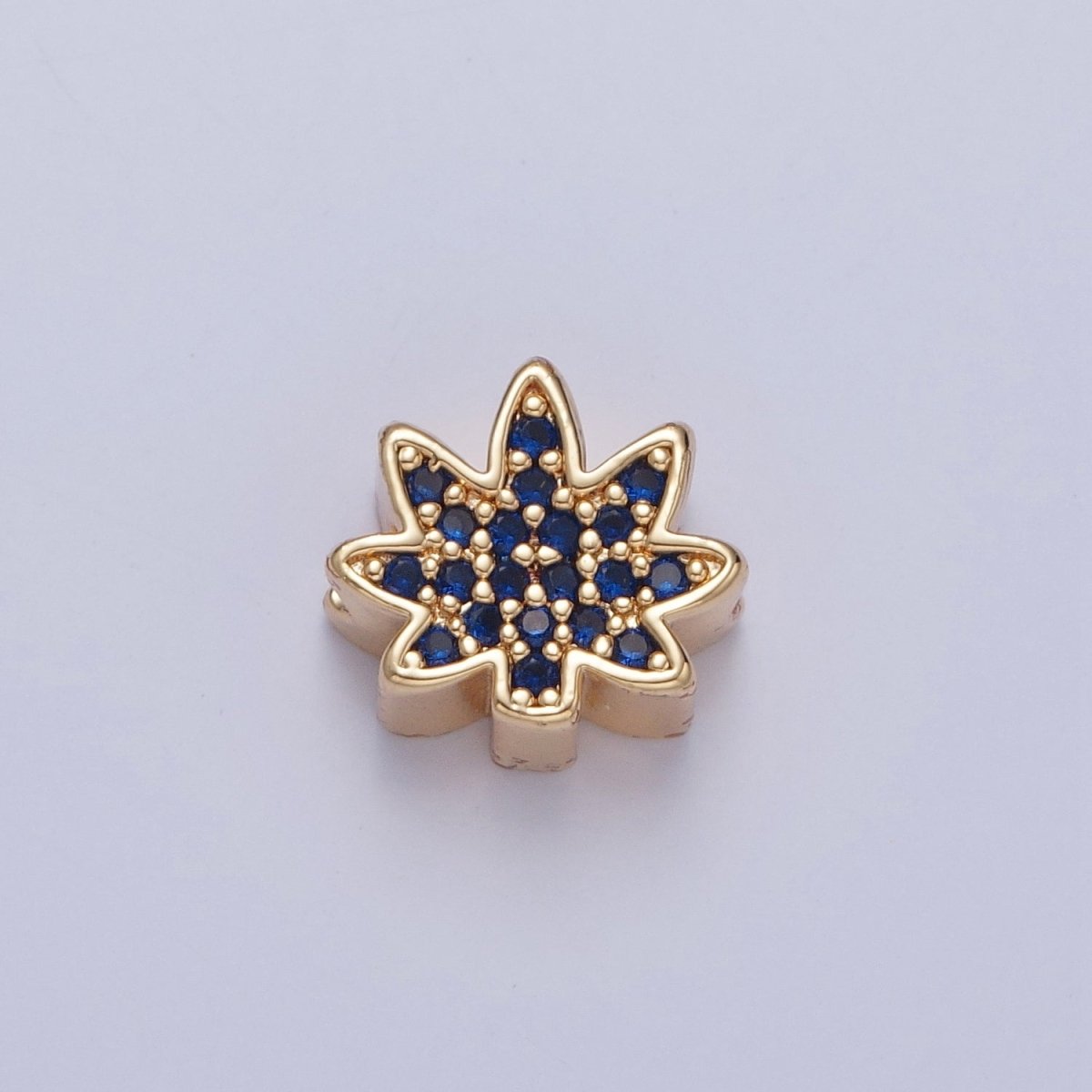 24K Gold plated Micro Pave Forest Leaf Bead, Multicolor CZ Cubic Zirconia Mother Nature Plant Leaves W-892-W-897