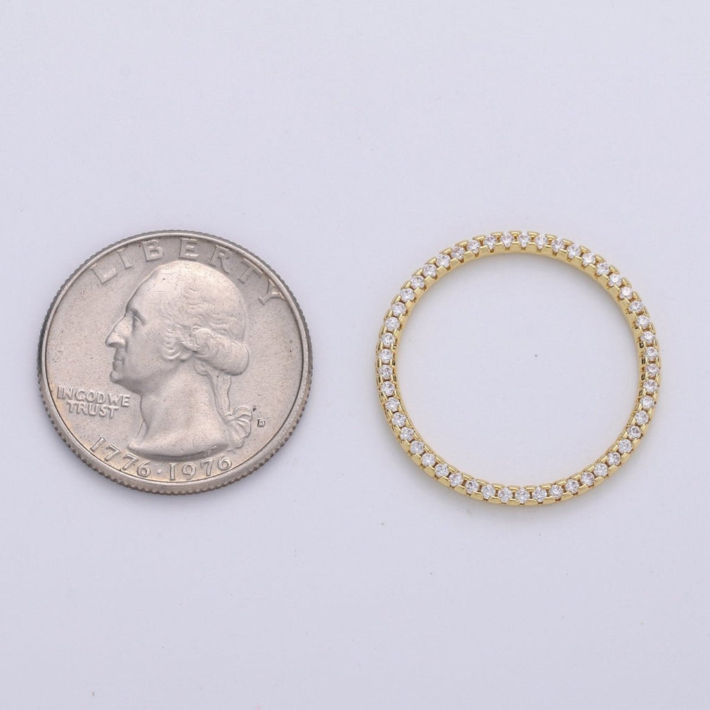 24k Gold plated Micro Pave Geometric Charm Open Circle Charm, Ring Pendant, Eternity Jewelry, Infinity Circle for Necklace Component D-087 D-098