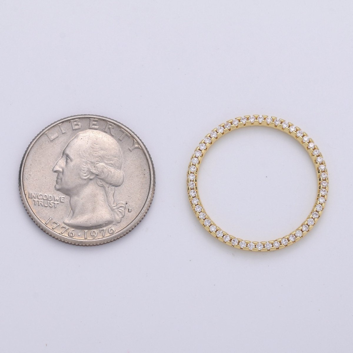 24k Gold plated Micro Pave Geometric Charm Open Circle Charm, Ring Pendant, Eternity Jewelry, Infinity Circle for Necklace Component D-087 D-098