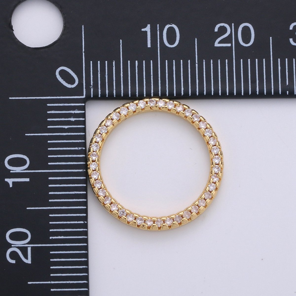 24k Gold plated Micro Pave Geometric Charm Open Circle Charm, Ring Pendant, Eternity Jewelry, Infinity Circle for Necklace Component D-087 D-098