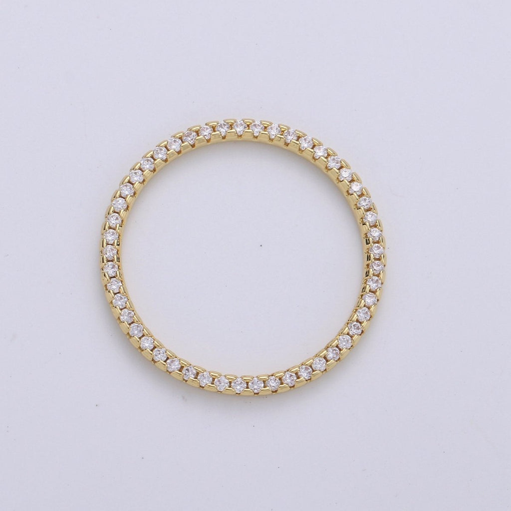 24k Gold plated Micro Pave Geometric Charm Open Circle Charm, Ring Pendant, Eternity Jewelry, Infinity Circle for Necklace Component D-087 D-098