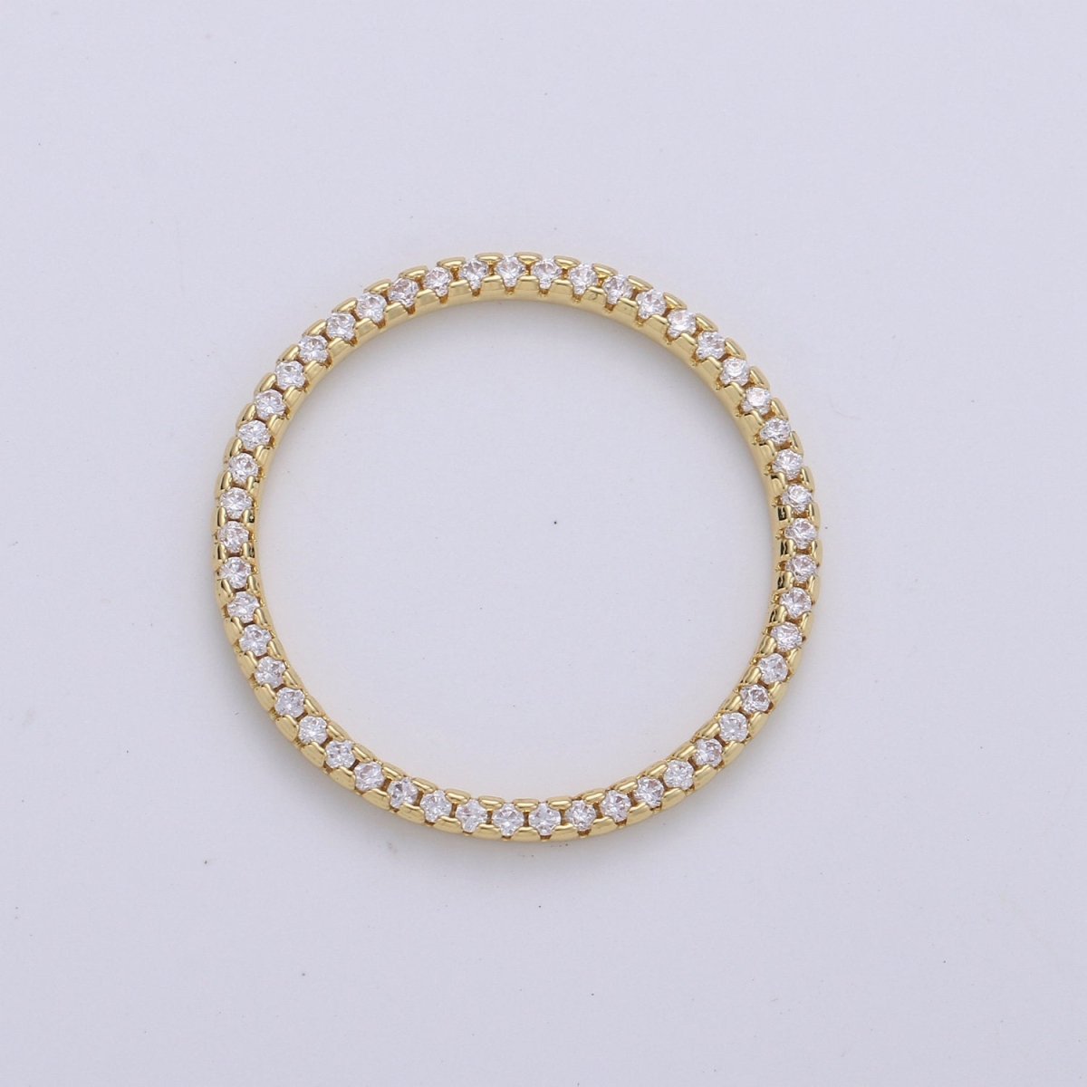 24k Gold plated Micro Pave Geometric Charm Open Circle Charm, Ring Pendant, Eternity Jewelry, Infinity Circle for Necklace Component D-087 D-098