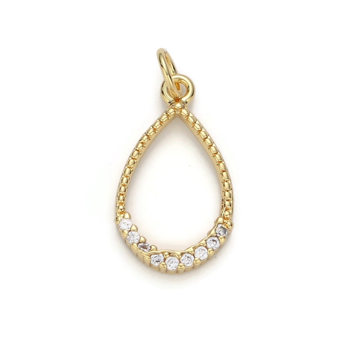 24k Gold plated Micro Pave Geometric Oval Charm, Cubic Zirconia Geometric Oval Pendant Charm, Gold plated Charm, For DIY Jewelry D-043 - DLUXCA