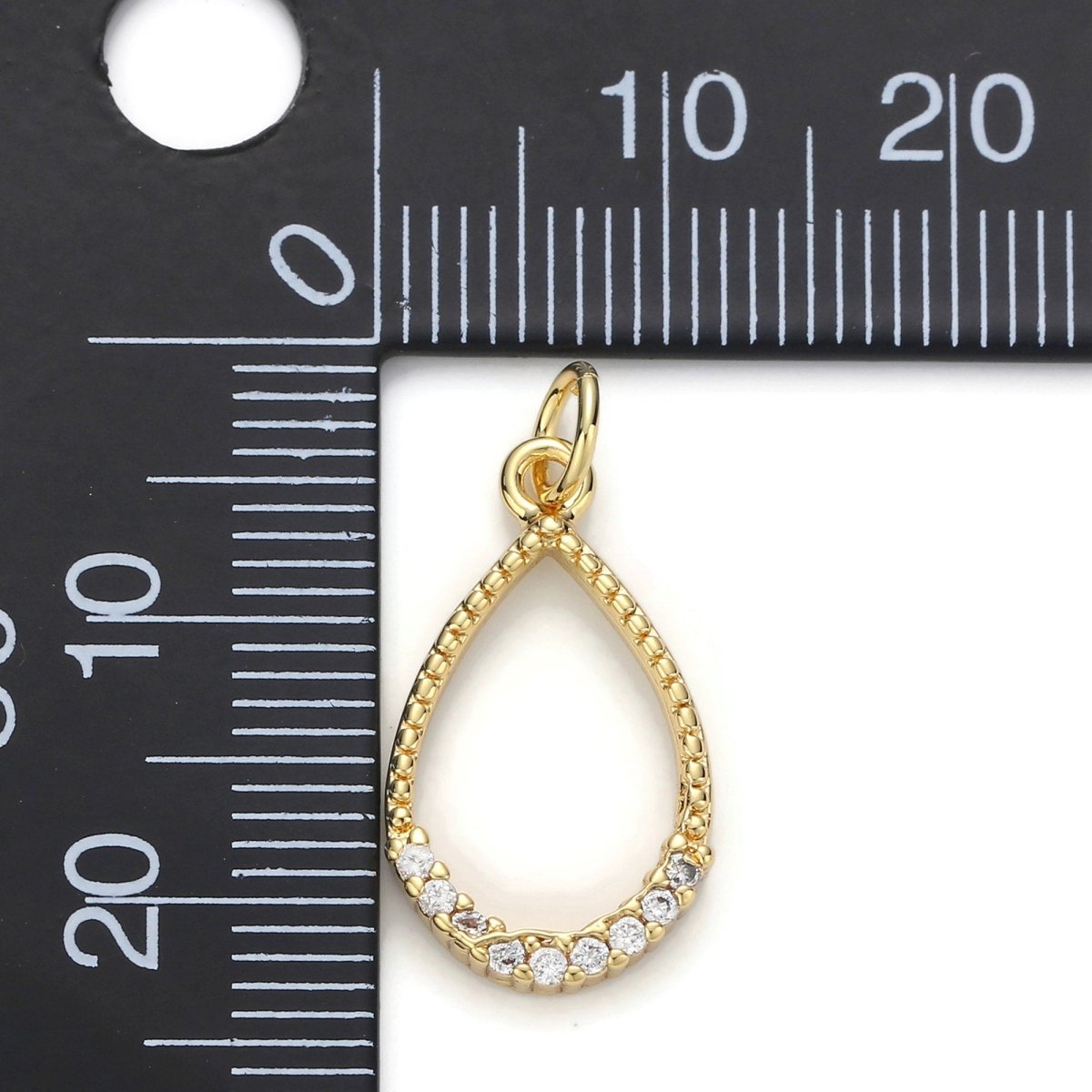24k Gold plated Micro Pave Geometric Oval Charm, Cubic Zirconia Geometric Oval Pendant Charm, Gold plated Charm, For DIY Jewelry D-043 - DLUXCA
