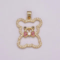 24K Gold plated Micro Pave Gold Bear Charm Teddy Bear Charm Necklace Pendant / Keychain / Earrings / Kids Crafts N-1486 - DLUXCA