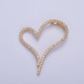24K Gold plated Micro Pave Heart Cubic Zirconia CZ Pendant Charm For Jewelry Necklace Making X-437 - DLUXCA