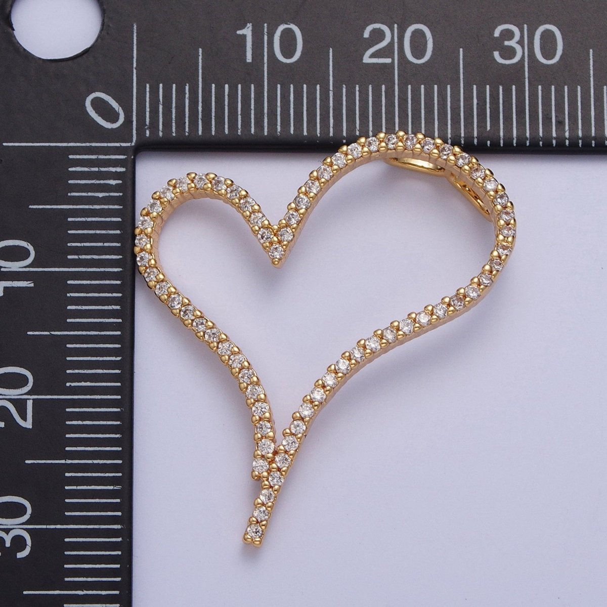 24K Gold plated Micro Pave Heart Cubic Zirconia CZ Pendant Charm For Jewelry Necklace Making X-437 - DLUXCA