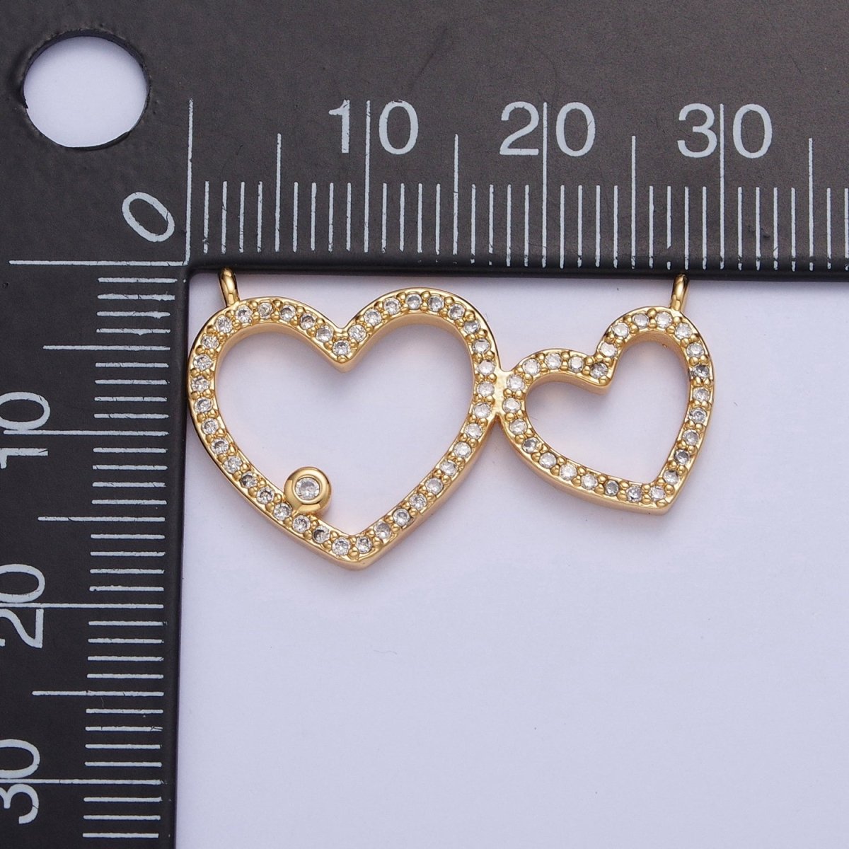 24K Gold plated Micro Pave Heart Love Connector Charms For Jewelry Making F-488 - DLUXCA