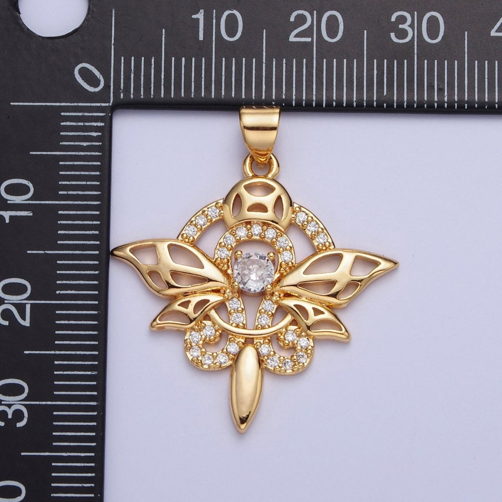 24K Gold plated Micro Pave Insect Dragonfly Butterfly Pendant For Jewelry Making X-442 - DLUXCA