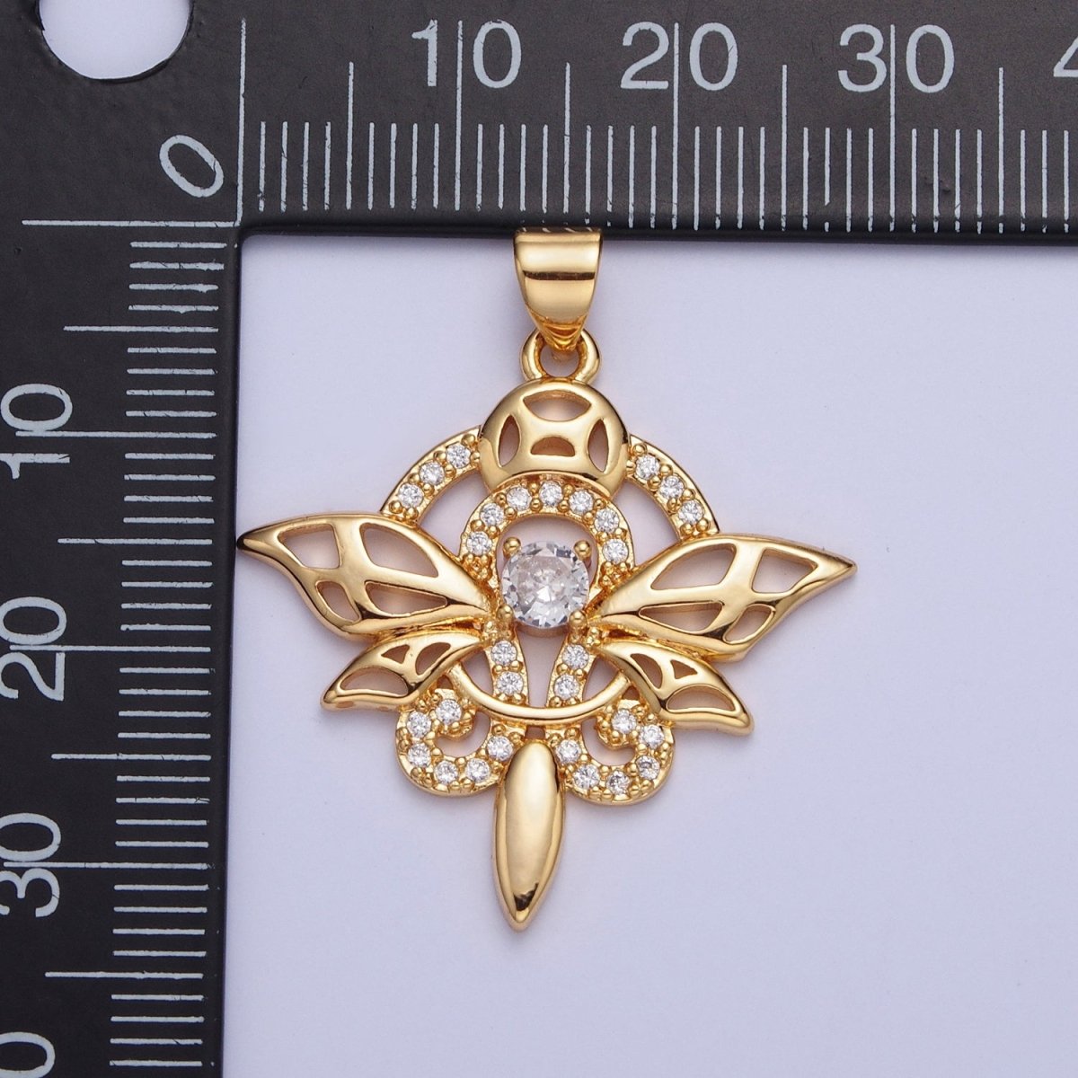 24K Gold plated Micro Pave Insect Dragonfly Butterfly Pendant For Jewelry Making X-442 - DLUXCA