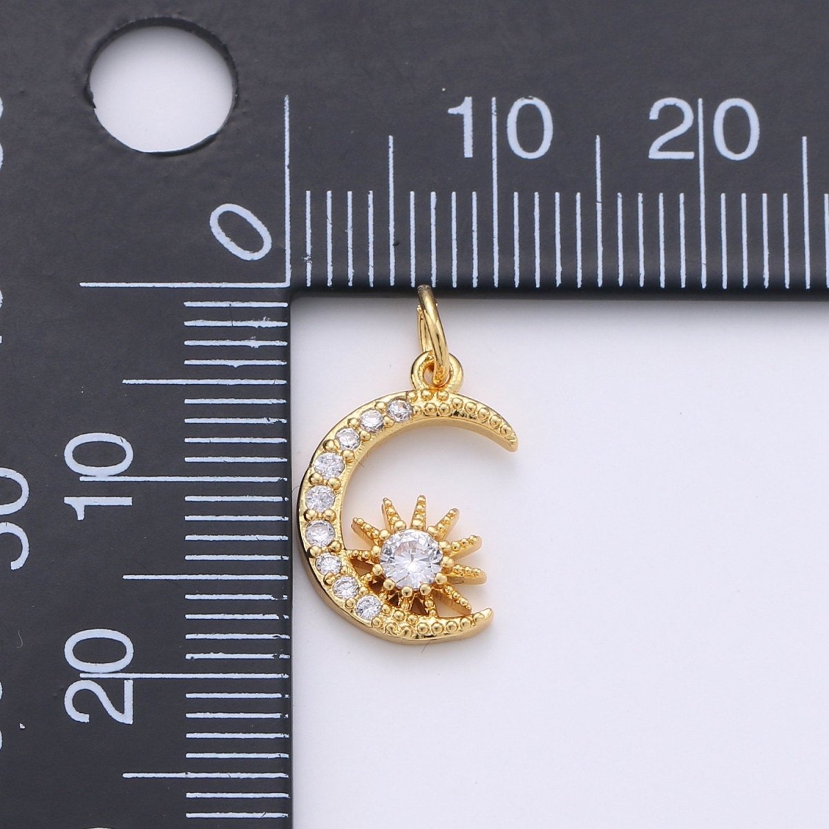 24k Gold plated Micro Pave Moon Charm, Cubic Star Moon Pendant Charm, Gold plated Charm, For DIY Necklace Bracelet Earring D-236 - DLUXCA
