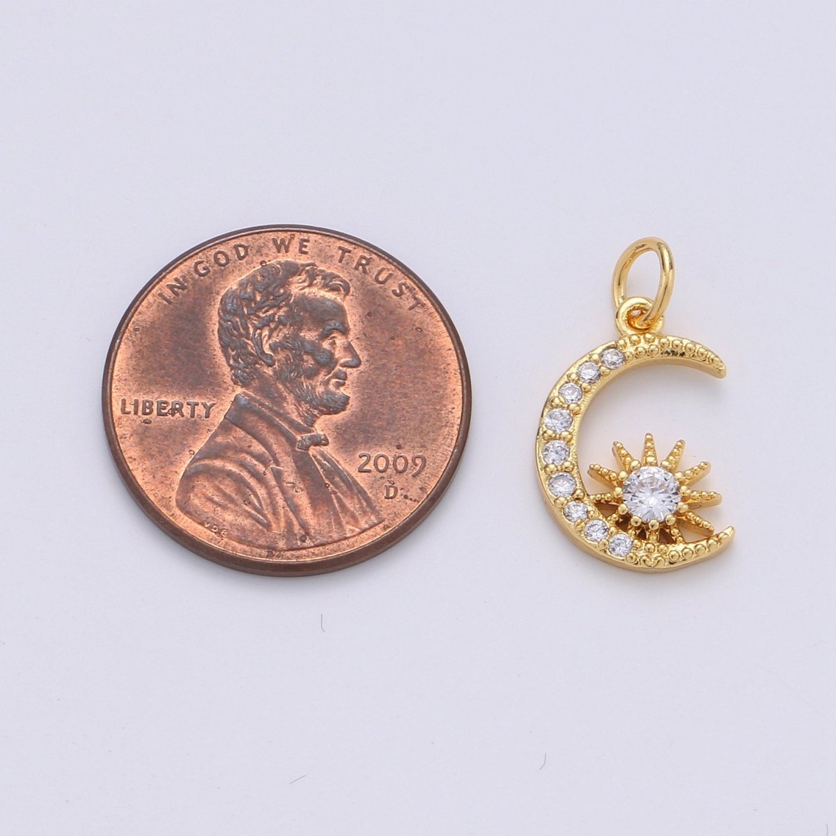 24k Gold plated Micro Pave Moon Charm, Cubic Star Moon Pendant Charm, Gold plated Charm, For DIY Necklace Bracelet Earring D-236 - DLUXCA