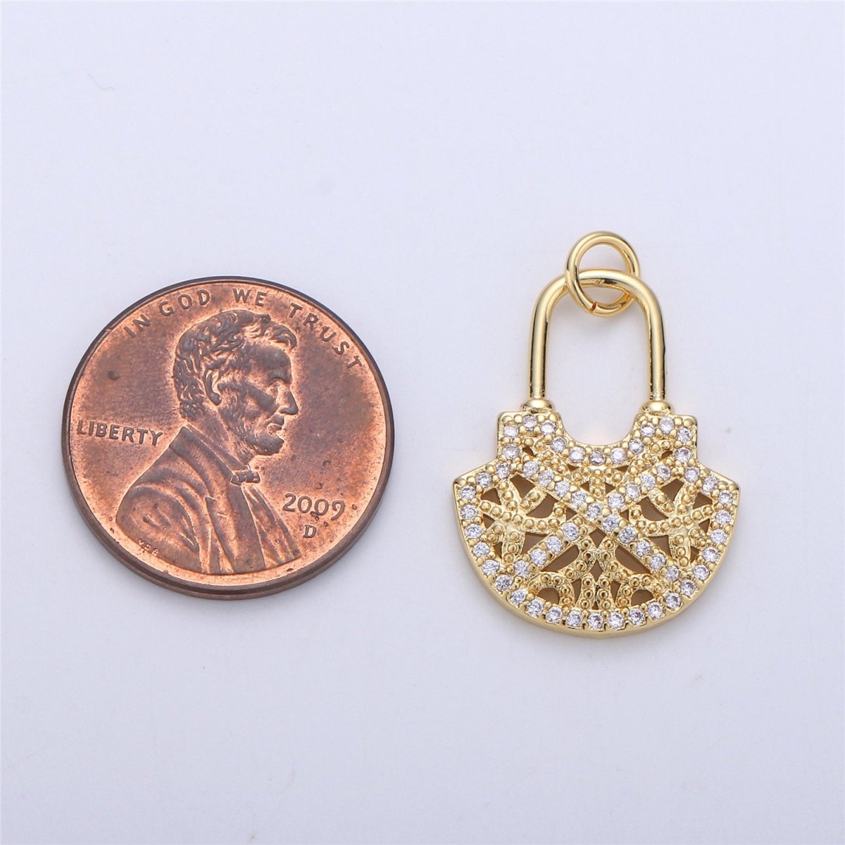 24k Gold plated Micro Pave padlock charm for Jewelry making, Minimalist, Unique lock charm for Bracelet Necklace Earring Component - DLUXCA
