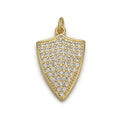 24k Gold plated Micro Pave Shield Charm, Cubic Zirconia Shield Pendant Charm, Gold plated Charm, For DIY Jewelry | D-033 - DLUXCA