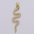 24k Gold plated Micro Pave Snake Charm, Cubic Zirconia Serpent Pendant Charm, Gold plated Charm, Silver Snake Pendant For DIY Jewelry I-807 I-808 - DLUXCA