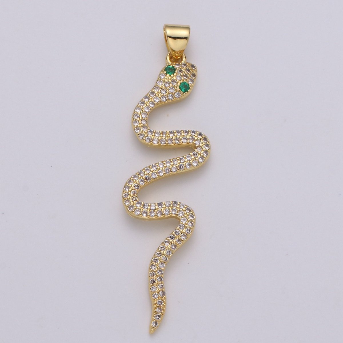 24k Gold plated Micro Pave Snake Charm, Cubic Zirconia Serpent Pendant Charm, Gold plated Charm, Silver Snake Pendant For DIY Jewelry I-807 I-808 - DLUXCA