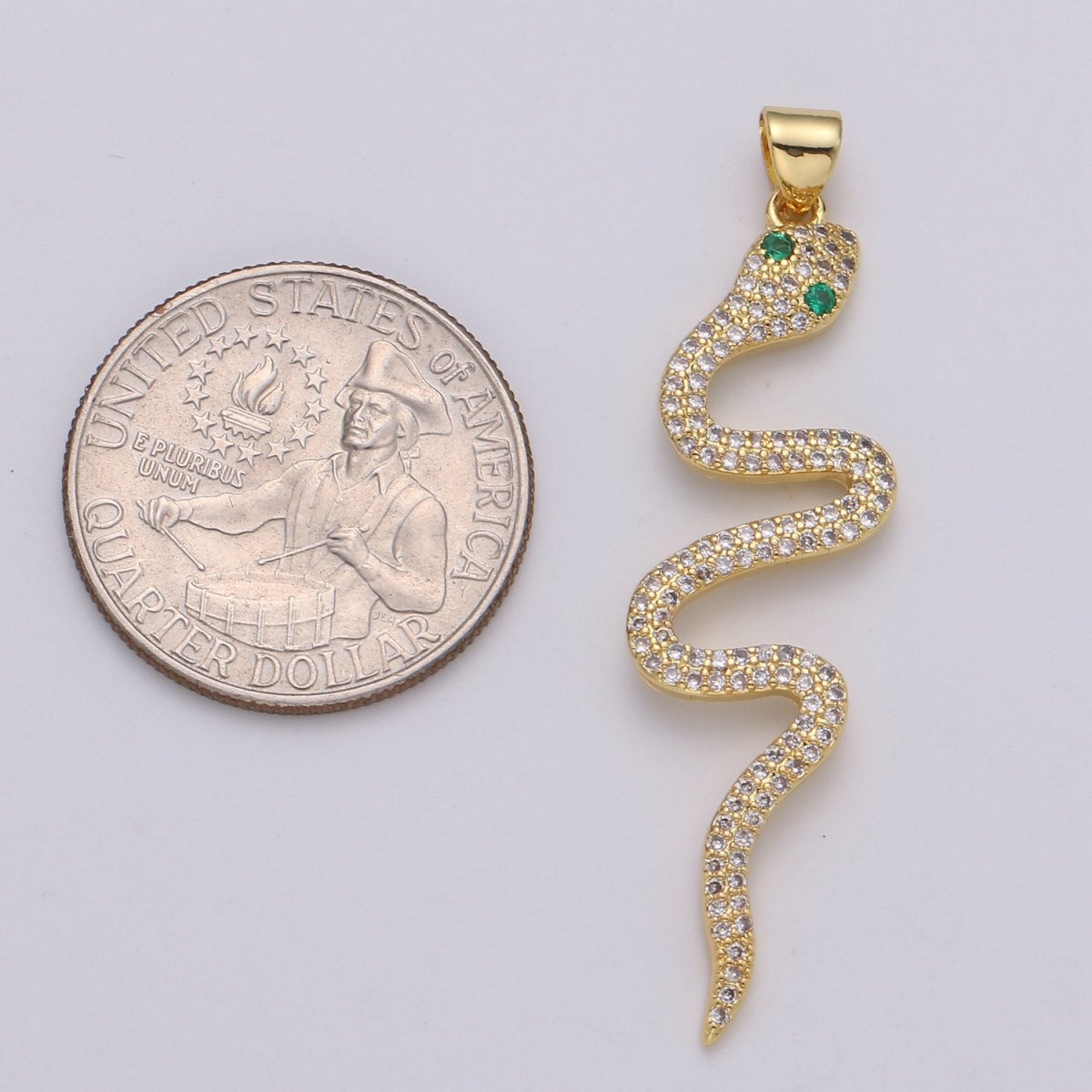 24k Gold plated Micro Pave Snake Charm, Cubic Zirconia Serpent Pendant Charm, Gold plated Charm, Silver Snake Pendant For DIY Jewelry I-807 I-808 - DLUXCA