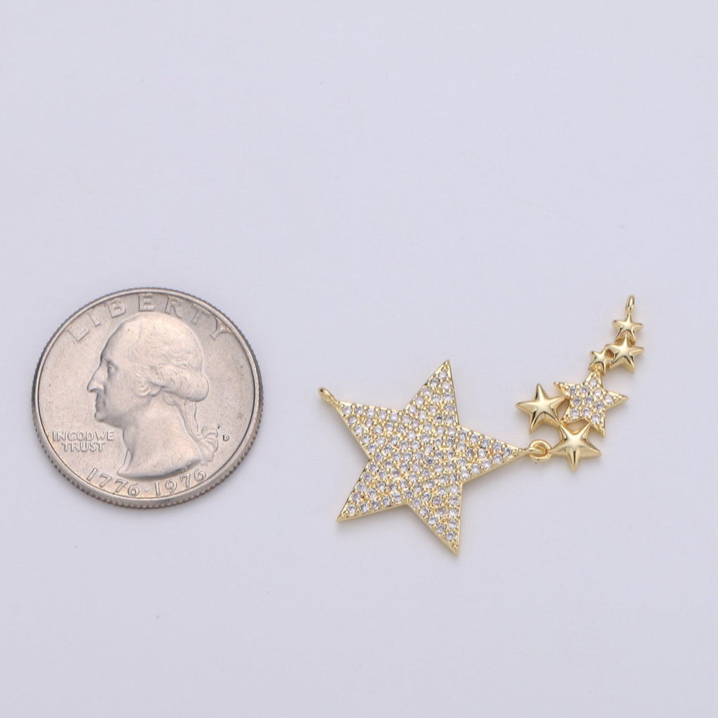 24k Gold plated Micro Pave Star Charm, Twinkle little Star Pendant Charm, Gold plated Charm, For DIY Necklace Component F-440 - DLUXCA