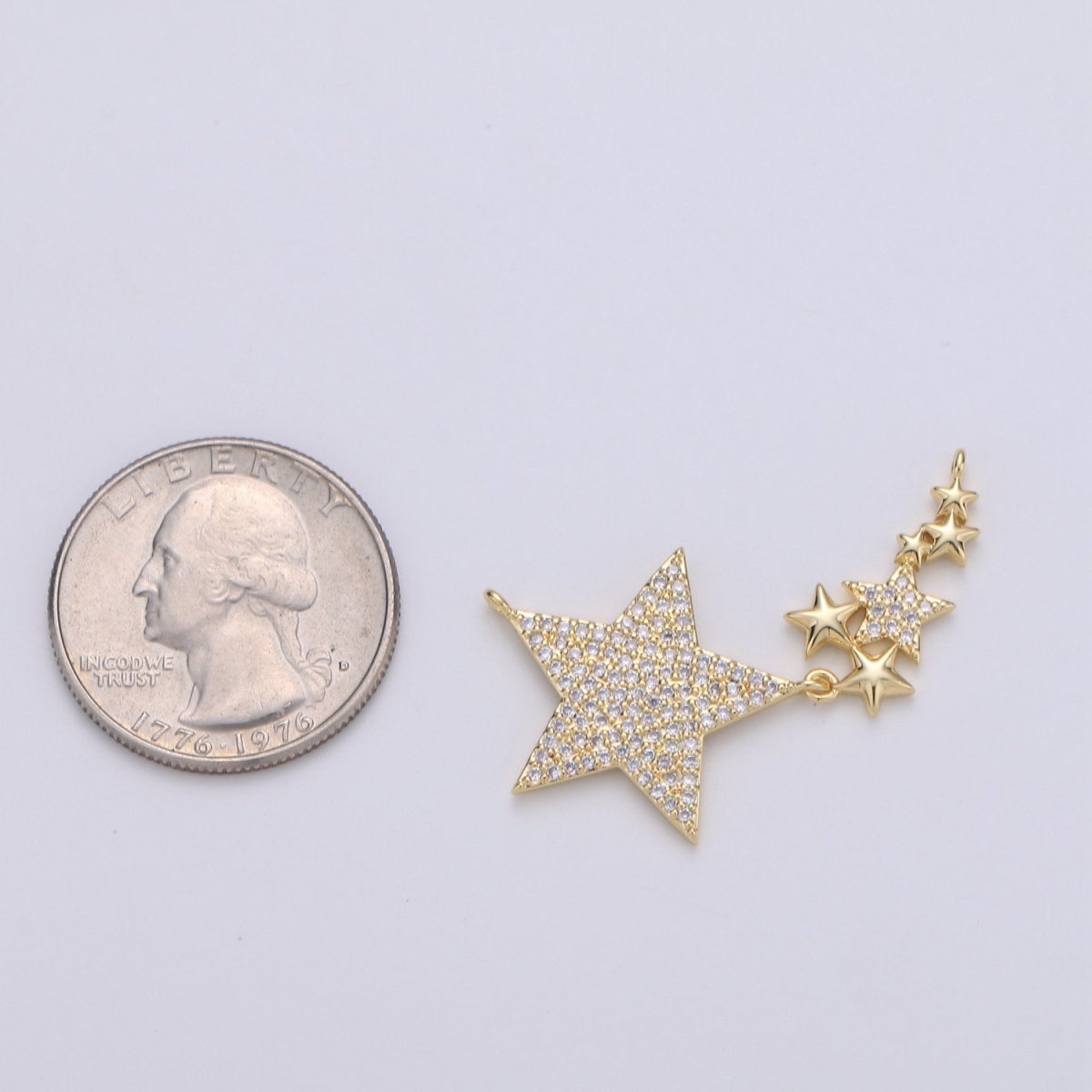 24k Gold plated Micro Pave Star Charm, Twinkle little Star Pendant Charm, Gold plated Charm, For DIY Necklace Component F-440 - DLUXCA