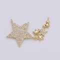 24k Gold plated Micro Pave Star Charm, Twinkle little Star Pendant Charm, Gold plated Charm, For DIY Necklace Component F-440 - DLUXCA