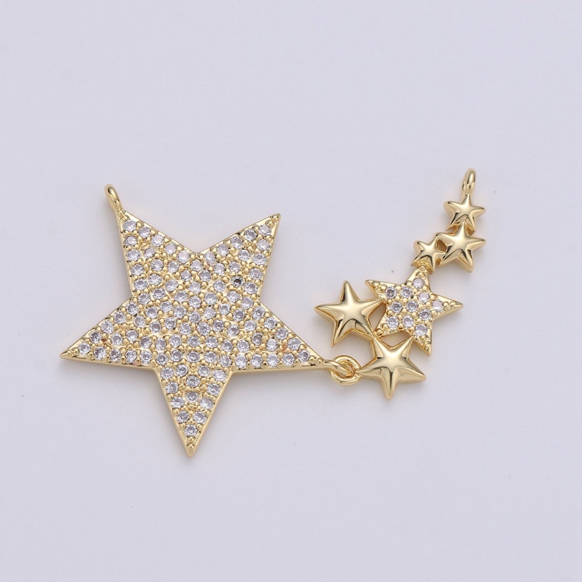 24k Gold plated Micro Pave Star Charm, Twinkle little Star Pendant Charm, Gold plated Charm, For DIY Necklace Component F-440 - DLUXCA