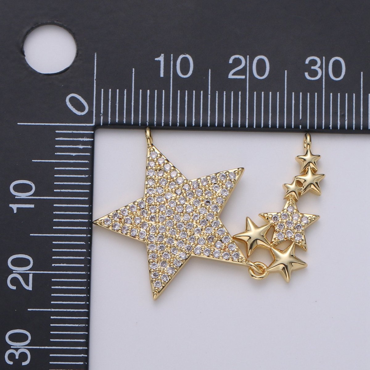 24k Gold plated Micro Pave Star Charm, Twinkle little Star Pendant Charm, Gold plated Charm, For DIY Necklace Component F-440 - DLUXCA