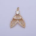 24K Gold plated Micro Paved Clear, Pink, Green, Purple, Orange, Blue Geometric Nautical Whale Tail Charm | X-188 - X-193