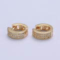 24K Gold plated Micro Paved Cubic Zirconia Wide Huggie Hoop Earrings | T-106 - DLUXCA