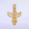 24K Gold plated Micro Paved CZ Angel Feather Drop Bail Pendant | AA1091 