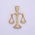 24K Gold plated Micro Paved CZ Balance Scale of Justice Pendant | AA071 - DLUXCA