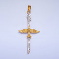 24K Gold plated Micro Paved CZ Bird Cross Mixed Metal Pendant | AA1009 - DLUXCA