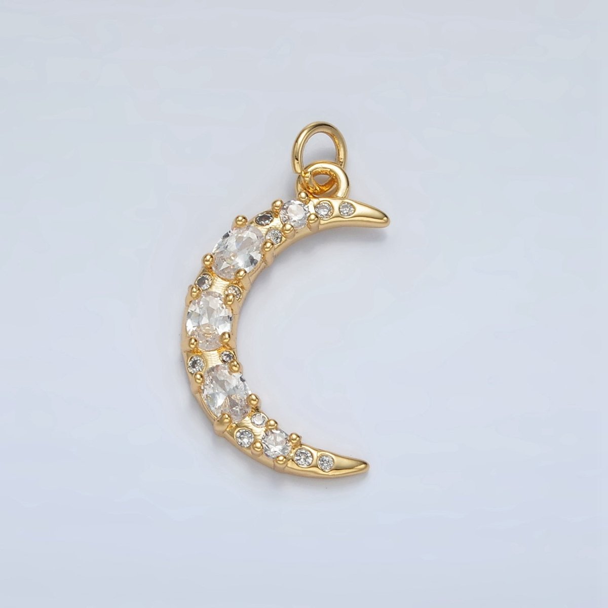 24K Gold plated Micro Paved CZ Celestial Crescent Moon Charm | D - 804 - DLUXCA