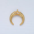 24K Gold plated Micro Paved CZ Celestial Crescent Moon Charm | N - 734 - DLUXCA