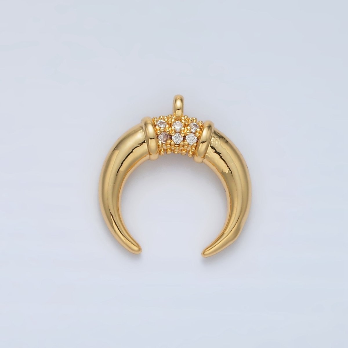 24K Gold plated Micro Paved CZ Celestial Crescent Moon Charm | N - 734 - DLUXCA