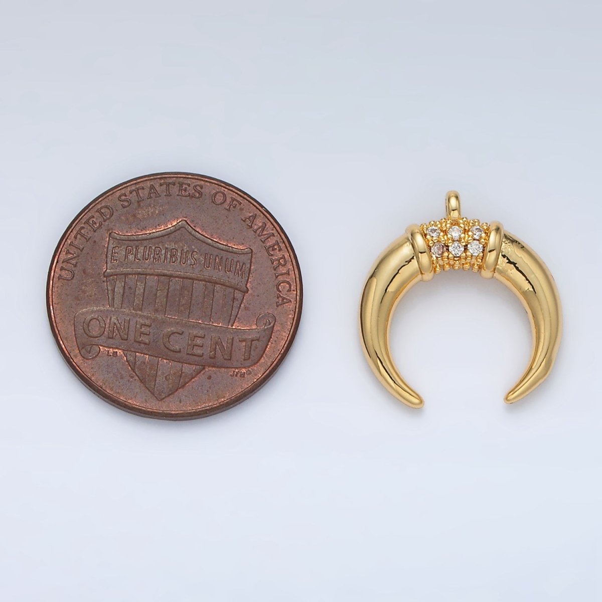 24K Gold plated Micro Paved CZ Celestial Crescent Moon Charm | N - 734 - DLUXCA