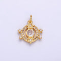 24K Gold plated Micro Paved CZ Celestial Star Charm in Gold & Silver | W868 