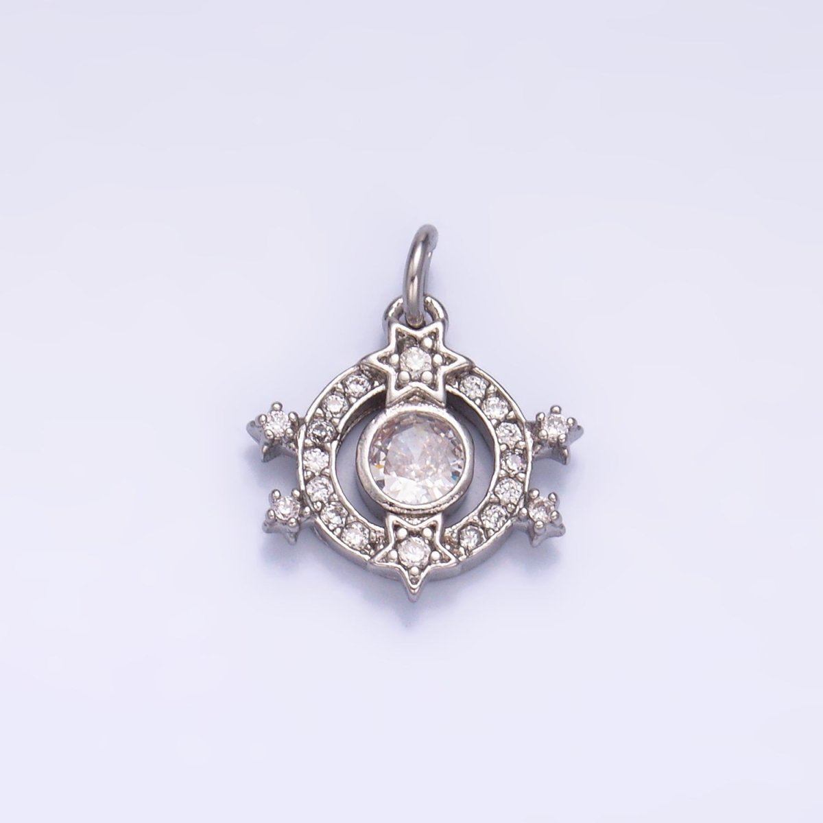 24K Gold plated Micro Paved CZ Celestial Star Charm in Gold & Silver | W868 