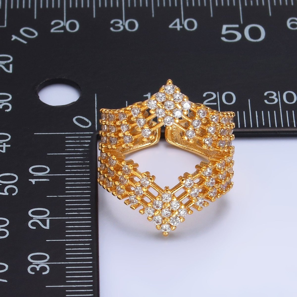24K Gold plated Micro Paved CZ Chevron Ring in Gold & Silver | O542 O544 