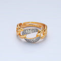 24K Gold plated Micro Paved CZ Concave Curb Mixed Metal Ring | O1419 - DLUXCA