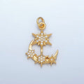 24K Gold plated Micro Paved CZ Crescent Moon Star Celestial Charm | E305 - DLUXCA